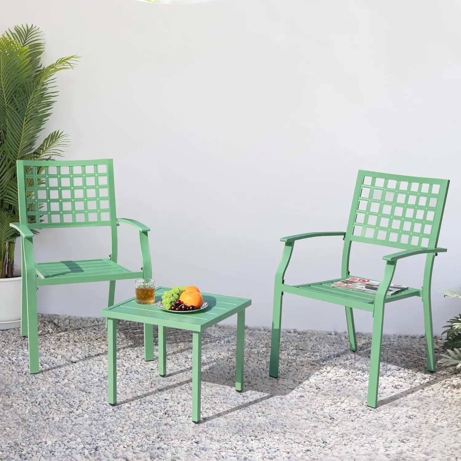 Outdoor Furniture Metal Chairs - طقم بيسترو خارجي من 3 قطع،