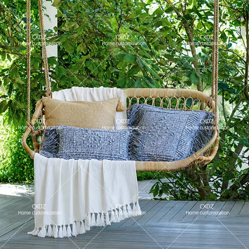 Outdoor Furniture Bali - كرسي معلق مزدوج من الروطان للاستخدام