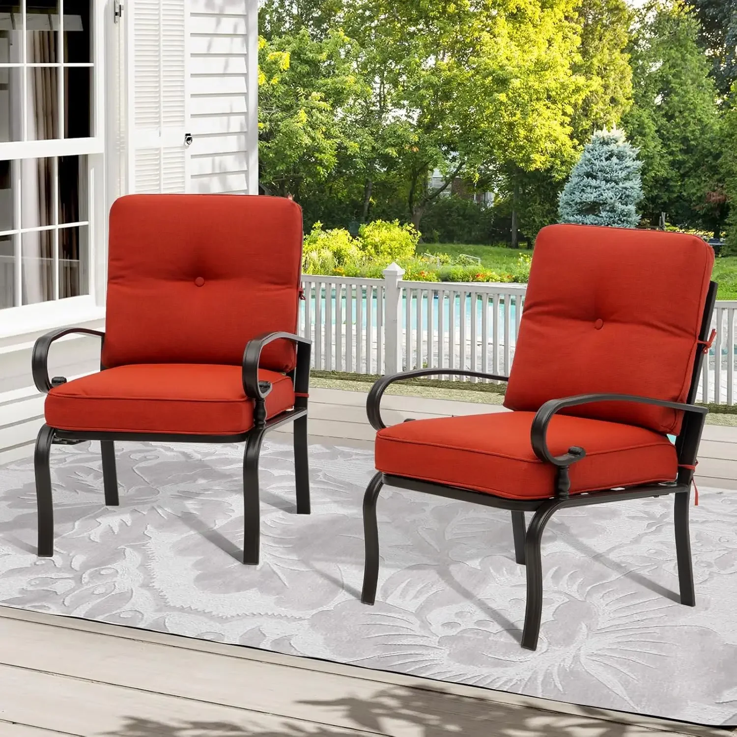 Outdoor Furniture Metal Chairs - كراسي بيسترو معدنية حمراء للاستخدام الخارجي،