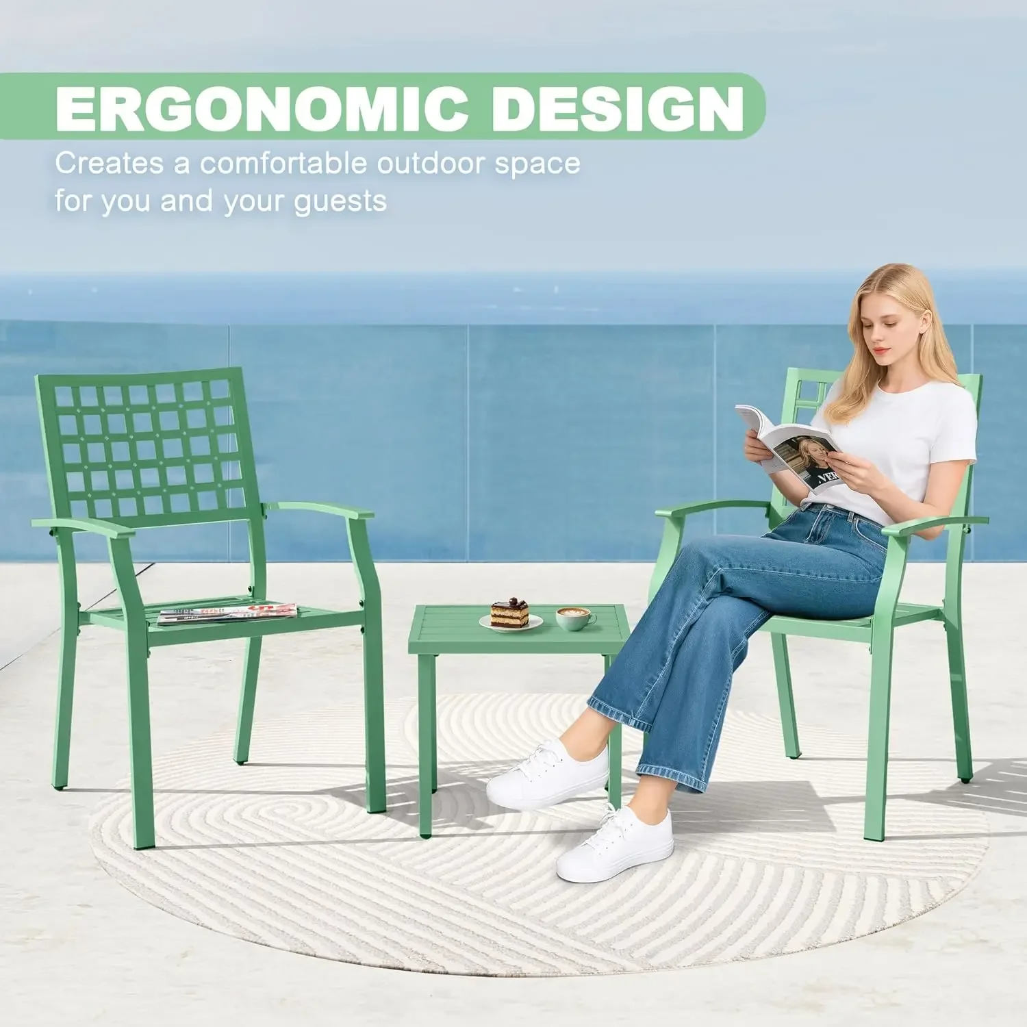 طقم بيسترو خارجي من 3 قطع، أثا - مراجعة Outdoor Furniture Metal Chairs وسعره