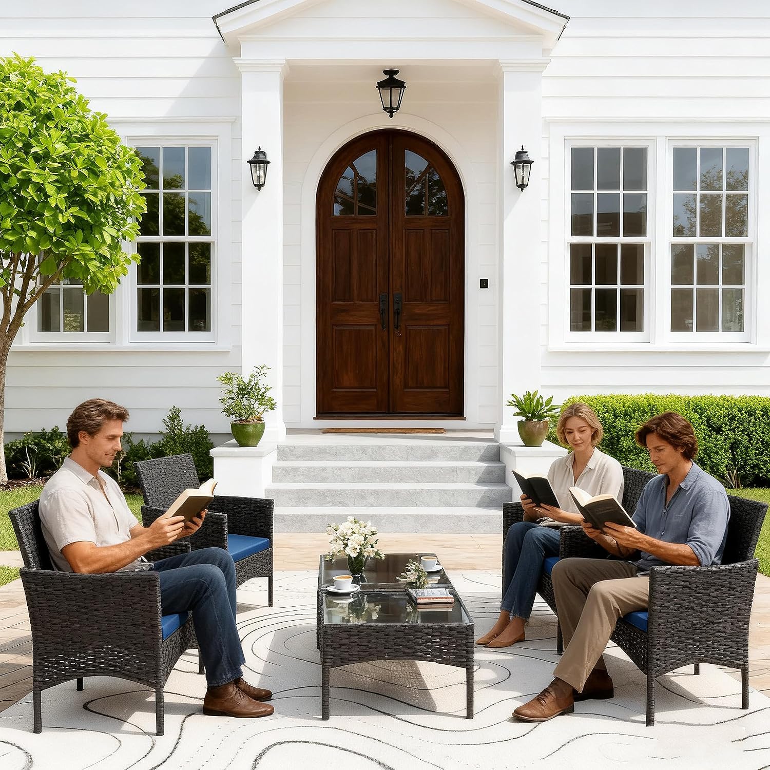 طقم أثاث خارجي مكون من 8 قطع،  - مراجعة Outdoor Furniture Metal Chairs وسعره
