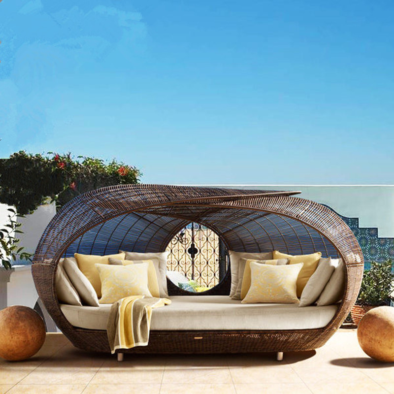 سرير نهاري نصف دائري من الراتا - مراجعة Outdoor Daybed Furniture وسعره
