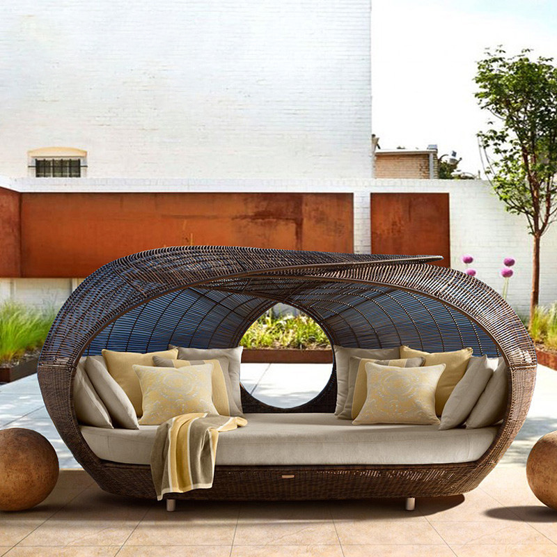 سرير نهاري نصف دائري من الراتا - مراجعة Outdoor Daybed Furniture وسعره
