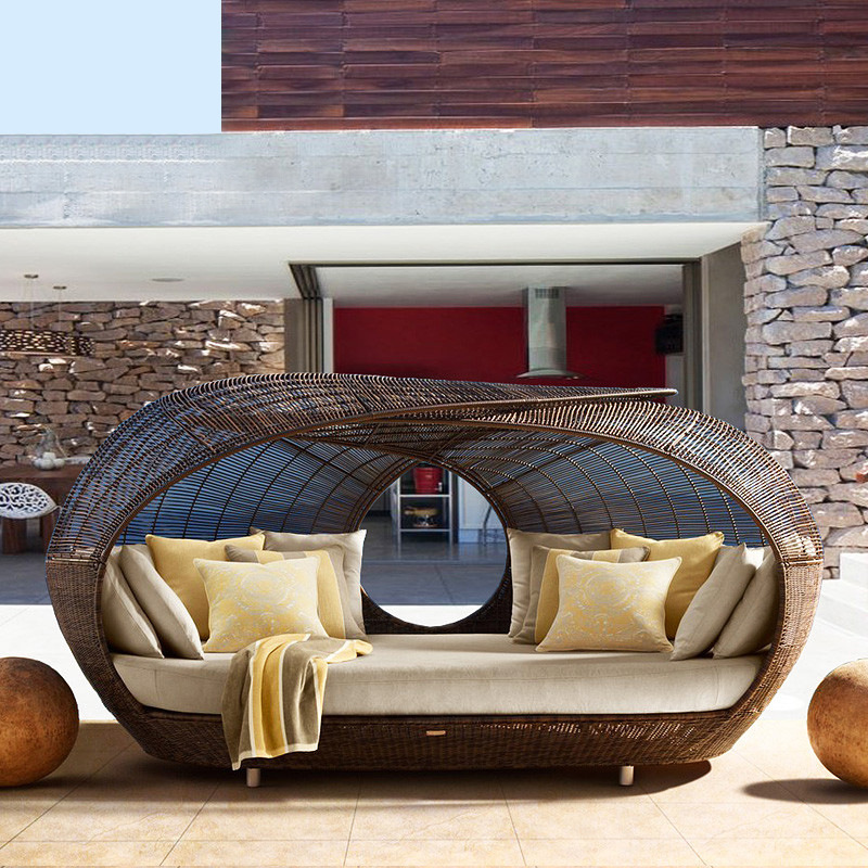 سرير نهاري نصف دائري من الراتا - مراجعة Outdoor Daybed Furniture وسعره