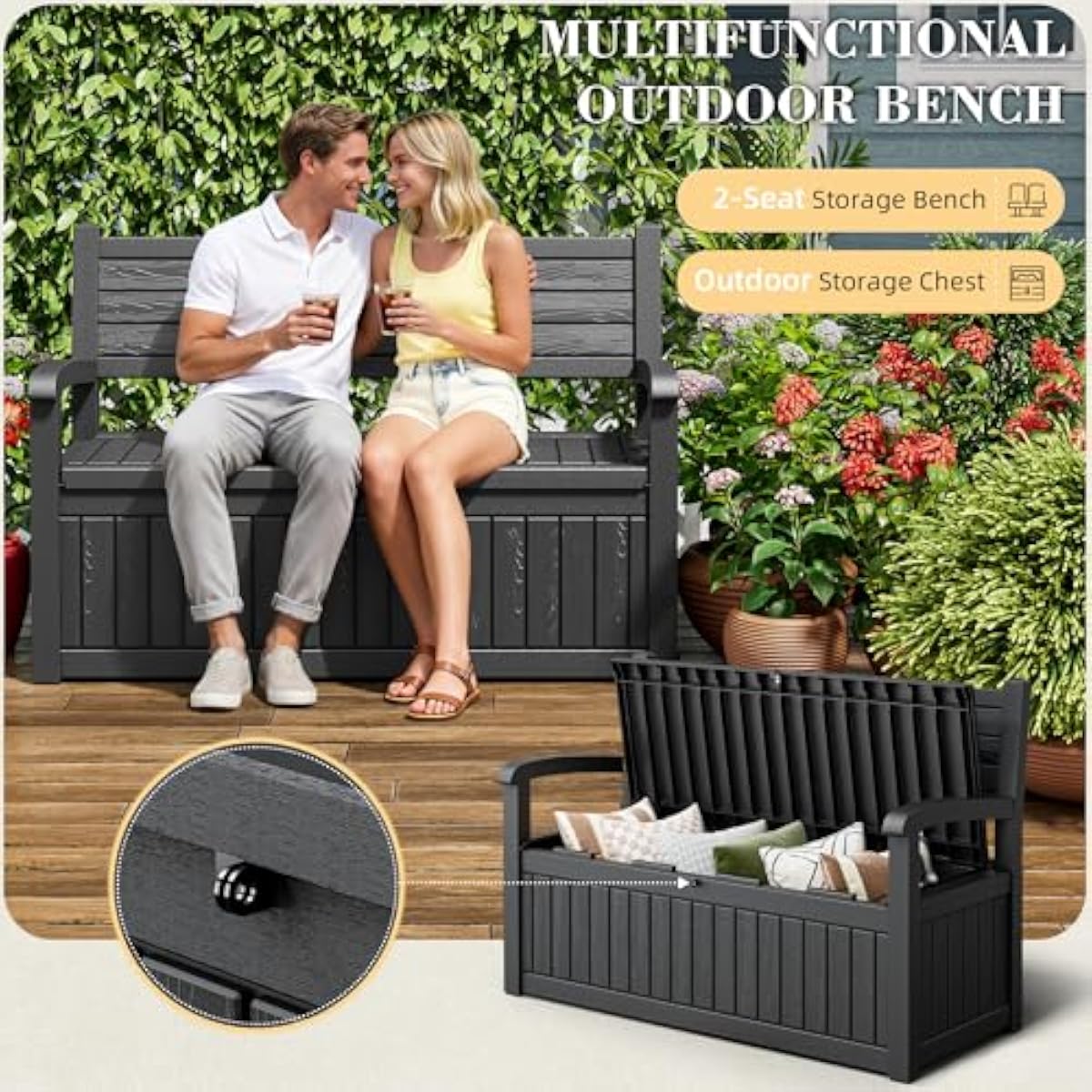 صندوق تخزين خارجي بسعة 80 جالو - مراجعة Outdoor Furniture Resin وسعره