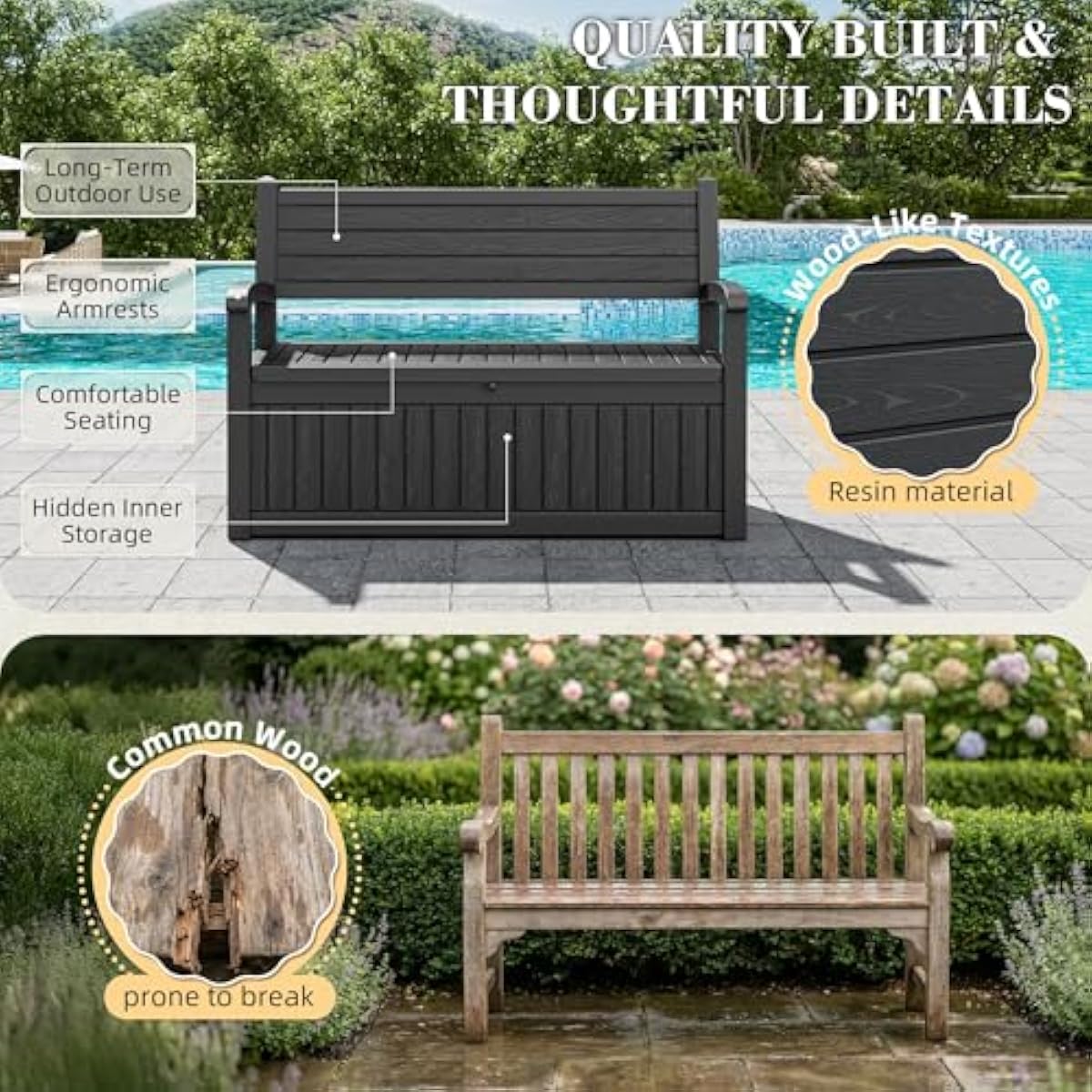 صندوق تخزين خارجي بسعة 80 جالو - مراجعة Outdoor Furniture Resin وسعره