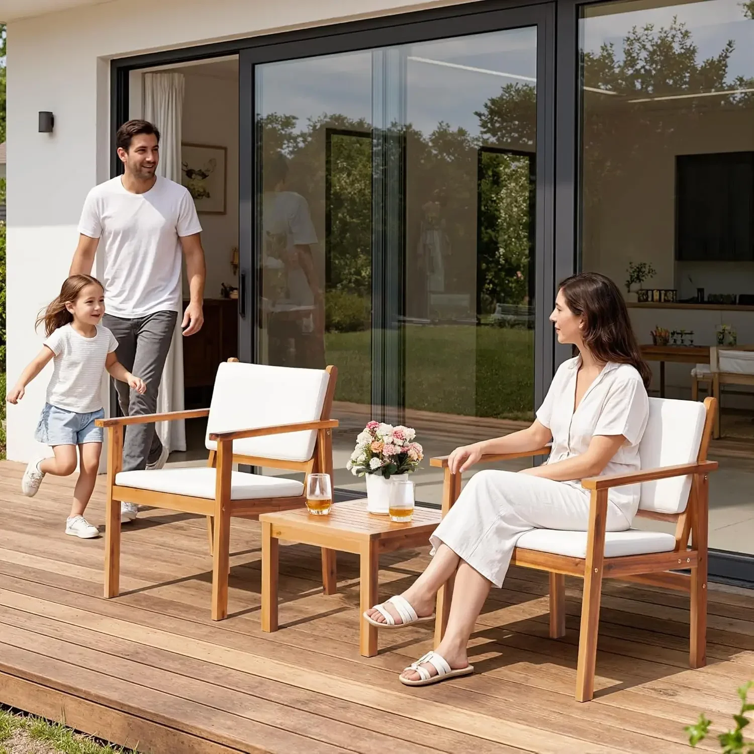 كراسي فناء من 3 قطع مصنوعة من  - مراجعة Outdoor Furniture Table And Chairs وسعره