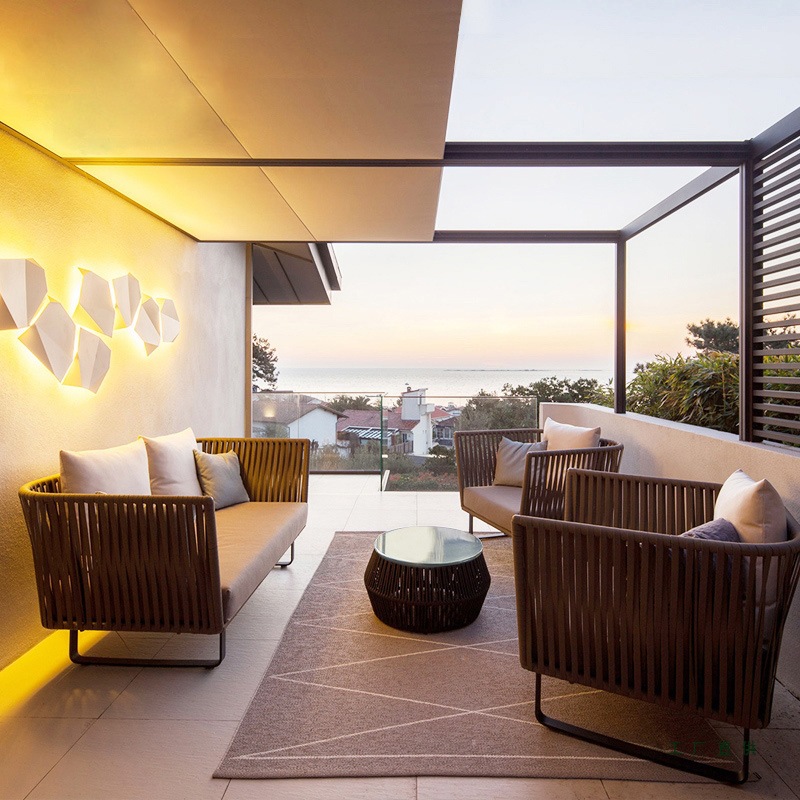طقم أريكة الروطان الخارجية مقا - مراجعة Outdoor Furniture Metal Chairs وسعره