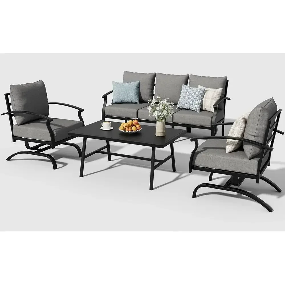 مجموعة أثاث خارجي معدني رمادي  - مراجعة Outdoor Furniture Metal Chairs وسعره