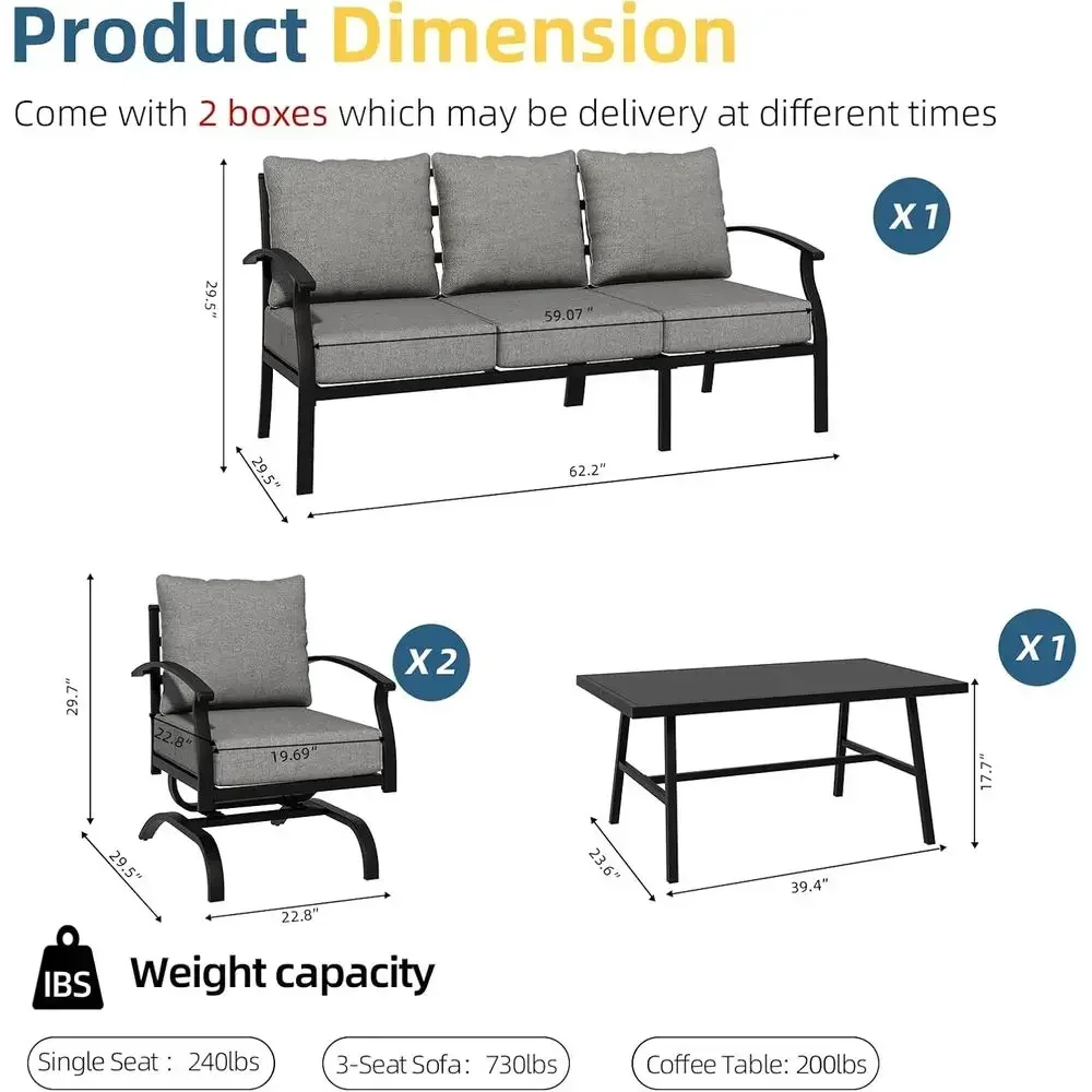 مجموعة أثاث خارجي معدني رمادي  - مراجعة Outdoor Furniture Metal Chairs وسعره