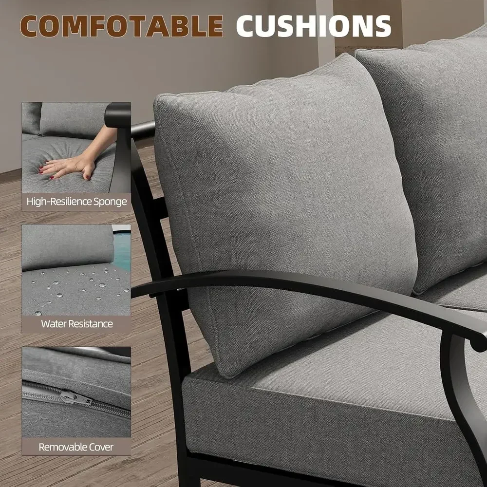 مجموعة أثاث خارجي معدني رمادي  - مراجعة Outdoor Furniture Metal Chairs وسعره