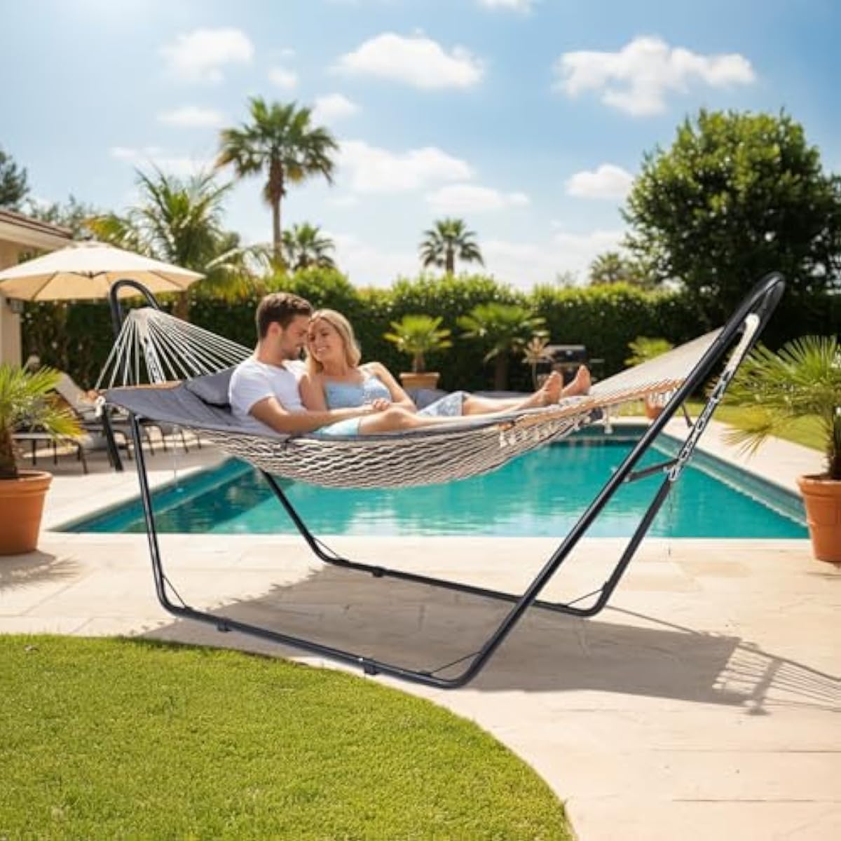 أرجوحة مزدوجة متينة مع حامل لل - مراجعة Hammock With Stand وسعره