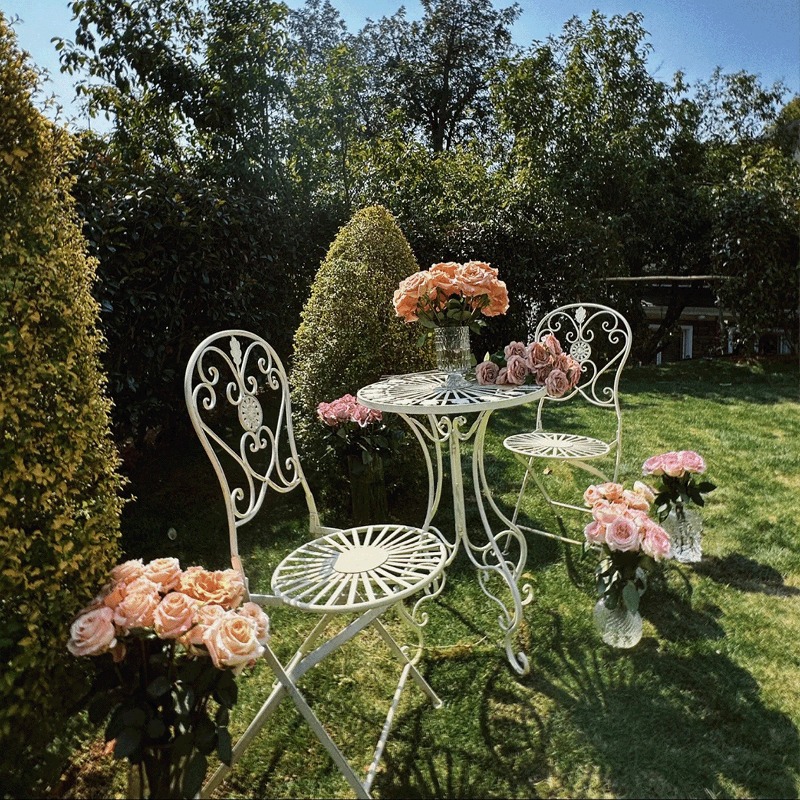 طاولة وكراسي حديدية فرنسية عتي - مراجعة Outdoor Furniture Metal Chairs وسعره