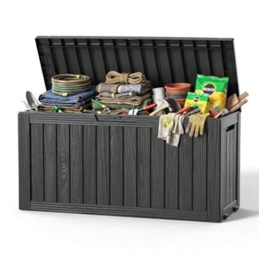 صندوق تخزين خارجي سعة 90 جالون - مراجعة Outdoor Furniture Resin وسعره