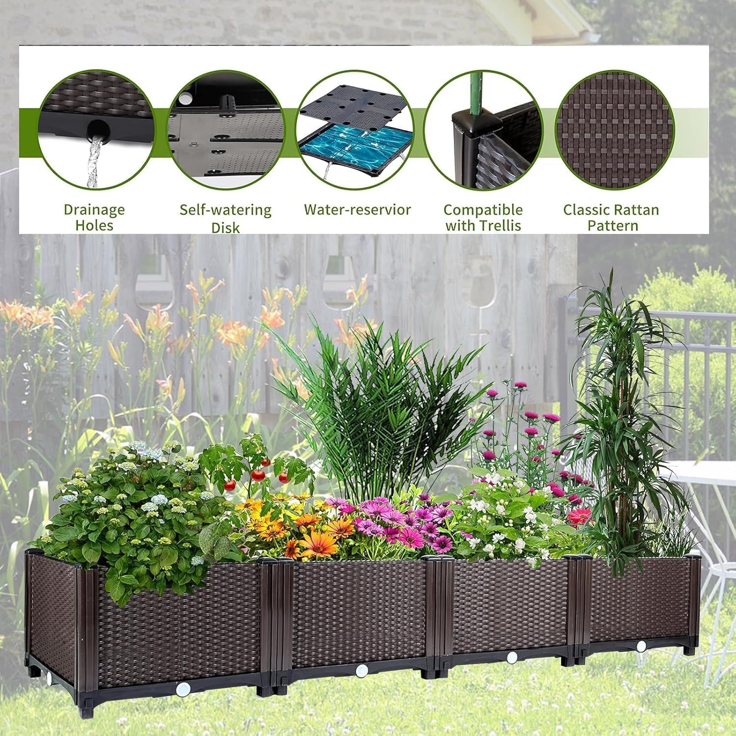حوض زراعة مرتفع ذاتي الري - صن - مراجعة Outdoor Daybed Furniture وسعره