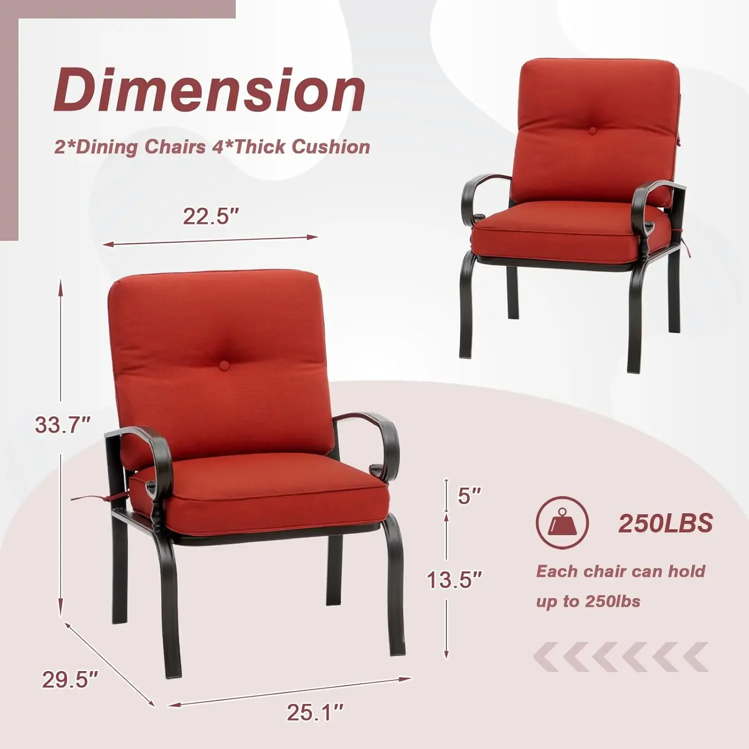 كراسي بيسترو معدنية حمراء للاس - مراجعة Outdoor Furniture Metal Chairs وسعره