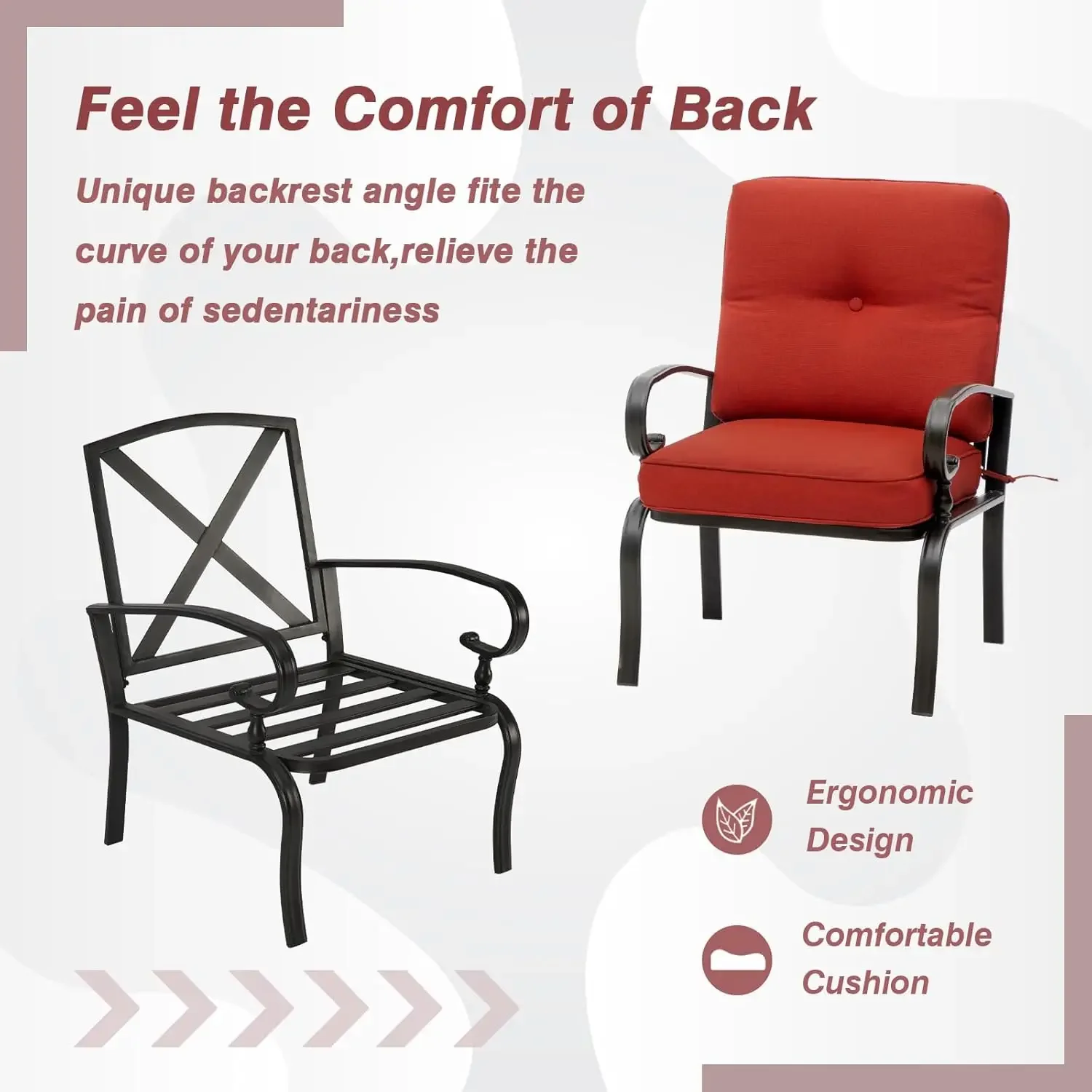 كراسي بيسترو معدنية حمراء للاس - مراجعة Outdoor Furniture Metal Chairs وسعره